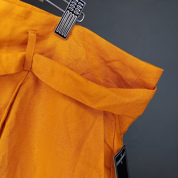Counterparts Linen Blend Pants 20W Paperbag Belted Wide Leg Pocket Zip Orange - Picture 3 of 6